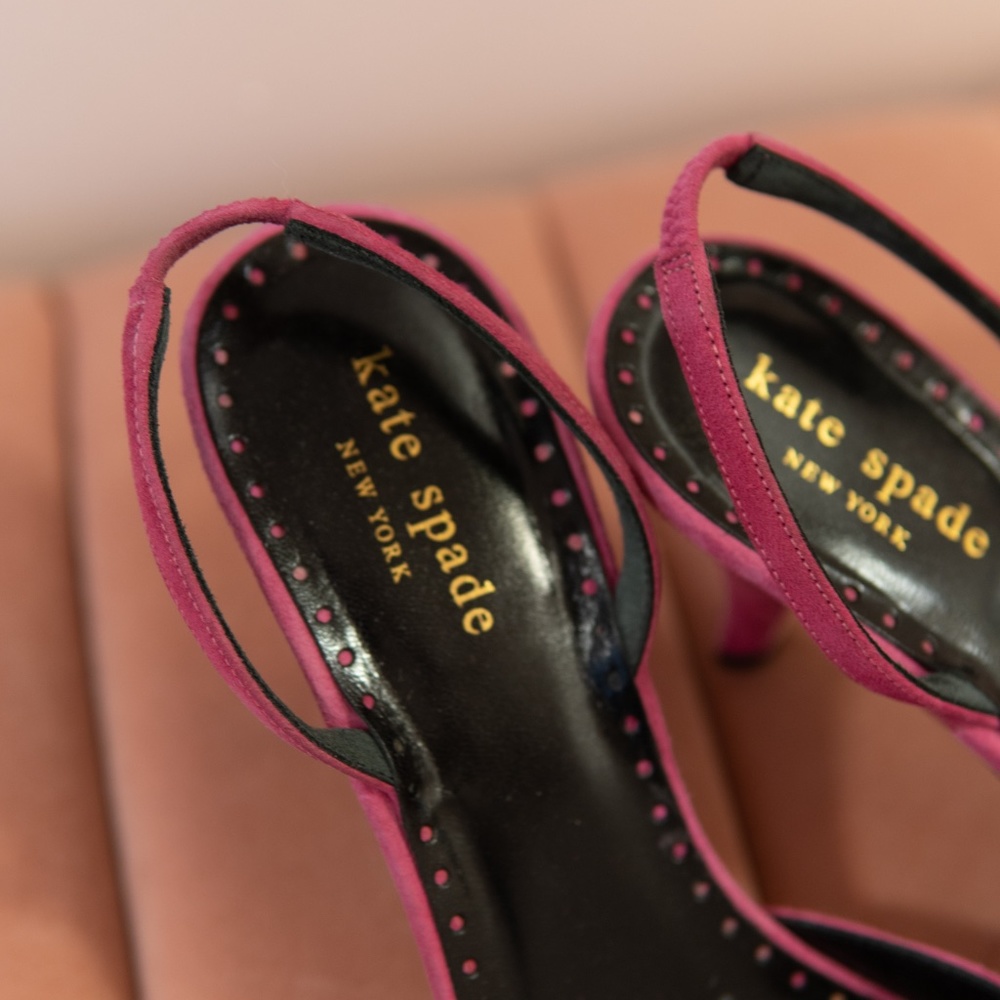 Kate Spade Pink Suede Slingback heel Size 7.5 - Picture 3 of 5